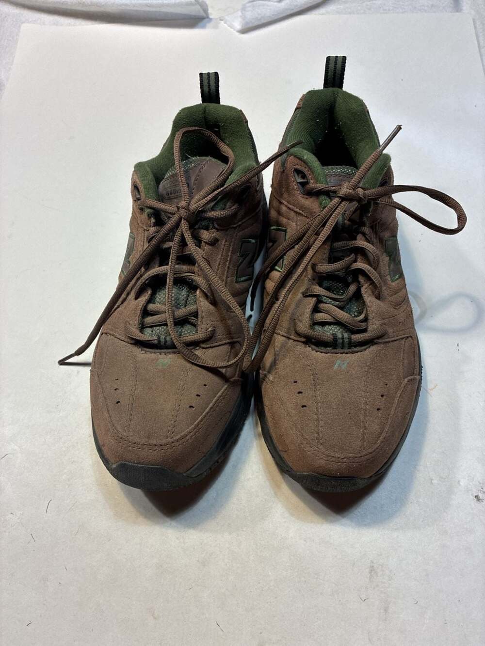 New Balance 608v2 Brown Green Suede Athletic Walking Sneakers